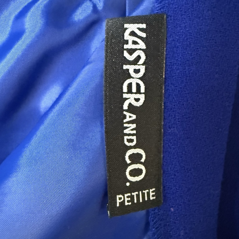 Kasper Blue Size 14P Wool Pencil Skirt Zipper Slit Lined Work Career Business - Picture 6 of 6